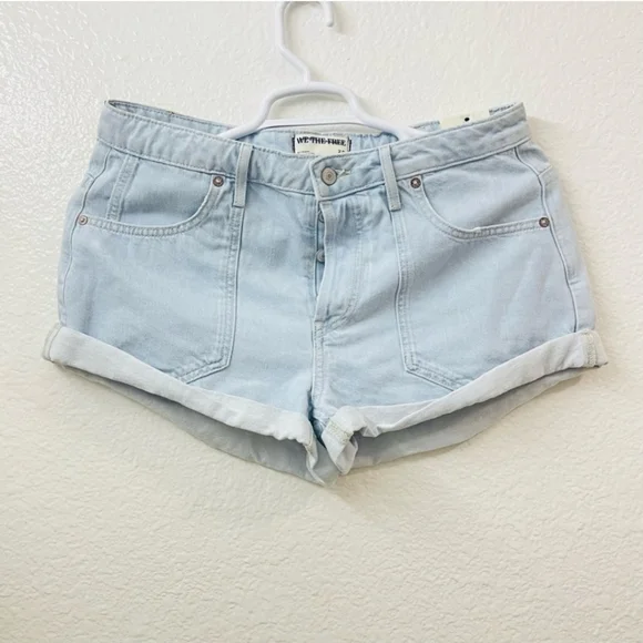Free People | Denim Blue Jean Light We The Free Beginner's Luck Slouch Shorts - Picture 6 of 11